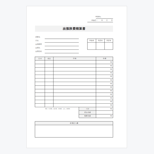 出張経費精算書
