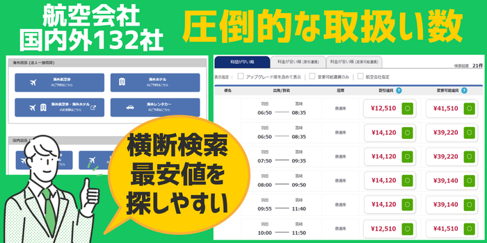 ピカパカ出張DX航空券検索画面横断検索